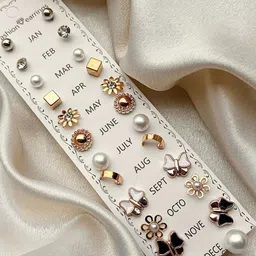 UnfoldSelf Set Of 12 Gold-Plated Artificial Stones and Beads Western Studs image 2