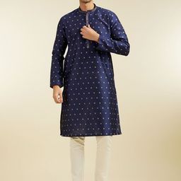 Diwas by Manyavar Geometric Woven Design Straight Kurta-picture-49