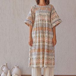 The Yellow Bow Montage Printed Round Neck Tunic With Palazzo Co-Ords Set-image-88
