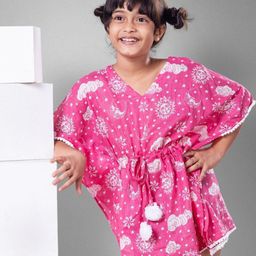 Tura Turi Floral Print Flared Sleeve Kaftan Mini Dress-image-50