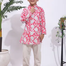 Cutiekins Boys Floral Printed Regular Kurta with Pyjamas-picture-36