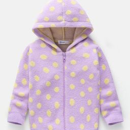 Babyoye Full Sleeves Hooded Nylon Blend Sweater Polka Dot Design- Purple-image-34