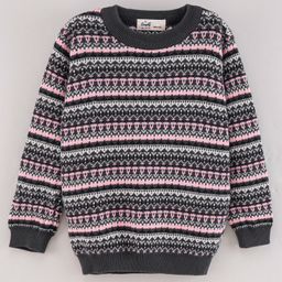 Simply Cotton Full Sleeves Knitted Sweater - Grey-image-98