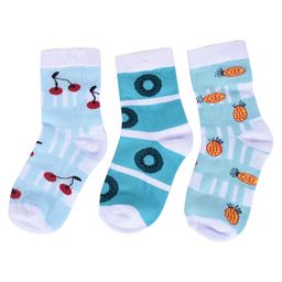 Footprints Pack Of 3 Pairs Supersoft Organic Cotton & Bamboo Woven Unisex Socks - Blue-picture-24