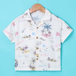 ToffyHouse Half Sleeves Shirt Beach Print - Off White-image-27