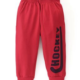 Fido Cotton Jersey Full Length Lounge Pant With Hockey Print - Red-image-23
