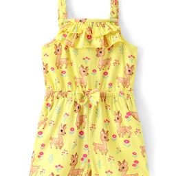 Babyhug Cotton Jersey Knit Sleeveless Singlet Jumpsuit Floral Print - Yellow-image-70