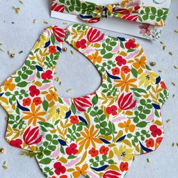 Choko Baby Bib with Snap Button Closure & Matching Headband Set - Yellow-image-70