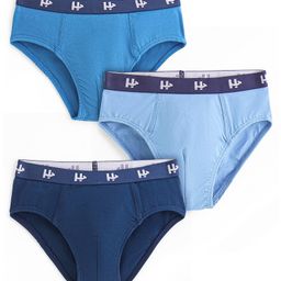 Honeyhap Premium  Cotton Elastane Knit Briefs Brand Logo Print Pack of 3 - Navy Peony Sky Diver Navy &  Baltic Sea Blue-image-57