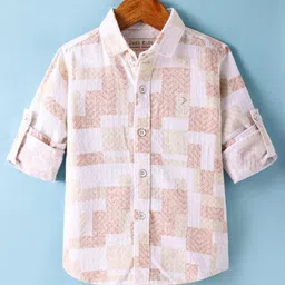 JASH KIDS Cotton Knit Full Sleeves Abstract Printed Shirt - Tan-picture-31
