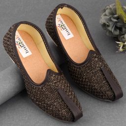 Little Palz Intricate Weave Self Textured Mojaris - Dark Brown-image-41