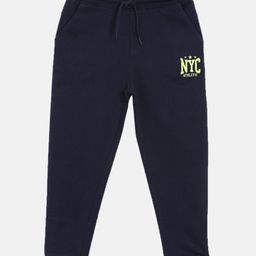 3PIN Cotton NYC Athletic Text Printed Full Length Joggers - Blue-image-77