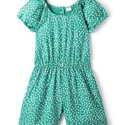 Mark & Mia Cotton Woven Half Sleeves Jumpsuit With Floral Print - Green-image-18