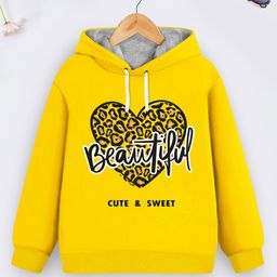 Trampoline Full Sleeves Beautifull Heart Printed Hooded Sweatshirt - Yellow-picture-30