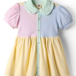 ToffyHouse Interlock Knit Half Sleeves Cut & Sew Frock With Collar Neck - Multicolour-image-5