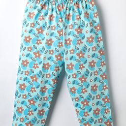 Tango Single Jersey Knit Capri Length Legging With Floral Print - Aqua-image-92