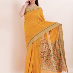 PUKU Ethnic Motifs Woven Design Zari Handloom Saree-image-89