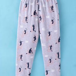 Doreme Single Jersey Knit Full Length Track Pant Sports Theme - Heather Grey image 2