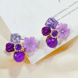 FIMBUL Elegant Artificial Stones Floral Shaped Studs image 4
