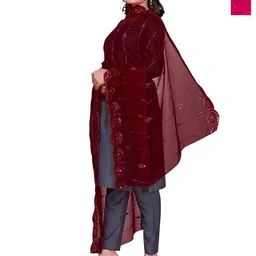 Kemza Selection Of 2 Geometric Embroidered Organza Dupattas With Sequinned-picture-14