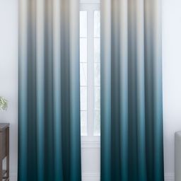 Story@home Blue & Grey 2 Pieces Colourblocked Room Darkening Long Door Curtains-picture-16