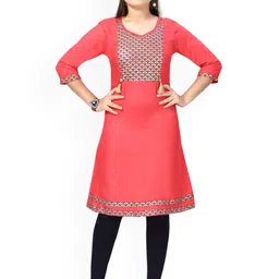 BAESD Girls Abstract Printed Round Neck Pure Cotton A-Line Kurta With Leggings-picture-27