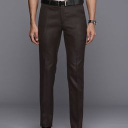 Raymond Men Self Design Mid-Rise Textured Slim Fit Formal Trousers-image-93