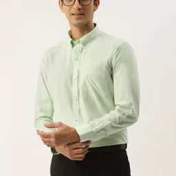 English Navy Men Green Solid Slim Fit Formal Shirt-image-58