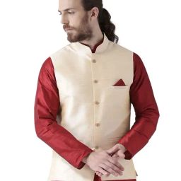 Deyann Beige Sleeveless Nehru Jacket-image-71