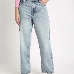 Bene Kleed Light Blue Cotton Straight Fit High Rise Jeans-picture-8
