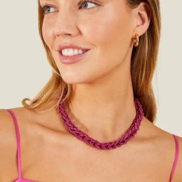 Accessorize London Women's Pink Seedbead Chain Collar Necklace-image-52