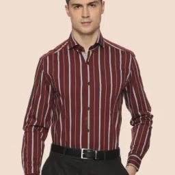 The Formal Club Maroon Comfort Fit Stripe Shirt-image-27