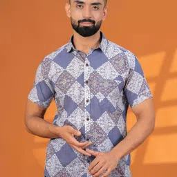 JAHIDA COMFORT WITH STYLE Men Comfort Fit Geometric Printed Cotton Casual Shirt-picture-45