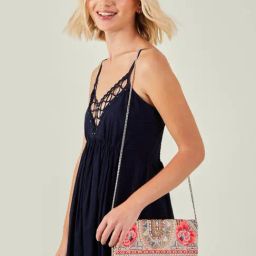 Accessorize London Cream & Orange Embroidered Sling Handbag-picture-31