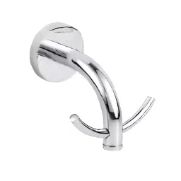 Somany Double Robe Hook Signature Collection Optimus Round Series Wall Mount Chrome Finish Metal Body, 272151450121-image-11
