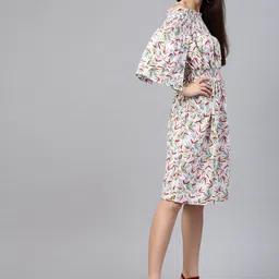 Zima Leto Women White & Red Fit & Flare Dress-image-9