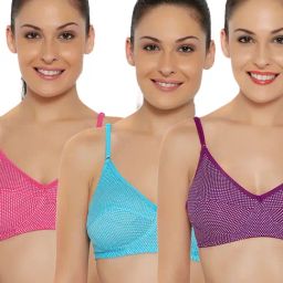 Floret Multicolor Non Wired Non Padded Full Coverage Bra (Pack Of 3)-image-80