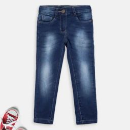 Blue Giraffe Kids Blue Cotton Washed Jeans-image-101