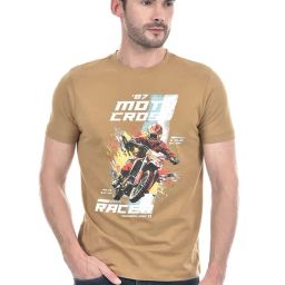 Numero Uno Dark Tan Cotton Blend Regular Fit Graphic Print T-Shirt-image-32