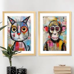 Art Street Blue Wood Animal Wall Painting - Set of 2-image-68