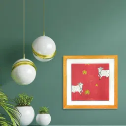 ICraft Red & White Canvas Gulabi Pichwai Wall Art - Set of 1-14