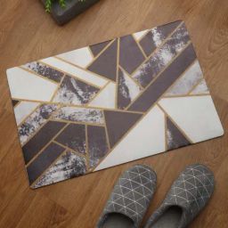 HOSTA HOMES White & Grey PVC Anti-Skid Door Mat - Set of 1-image-6