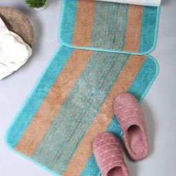 HOSTA HOMES Brown & Blue Cotton Anti-Skid Door Mats - Set of 2-image-11