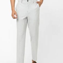 Celio* White Cotton Regular Fit Trousers-image-37