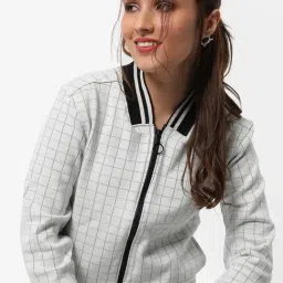 Campus Sutra White Cotton Chequered Jacket-image-60
