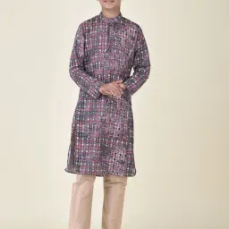 TABARD Kids Purple Printed Kurta-image-49