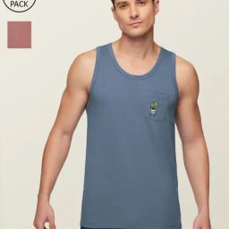 XYXX Indigo Blue & Light Brown Regular Fit Vest - Pack of 2-image-72