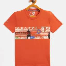 Duke Kids Orange Printed Polo T-Shirt-image-5