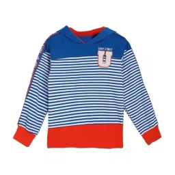 Under Fourteen Only Kids Blue & Red Striped Full Sleeves Sweatshirt-image-34