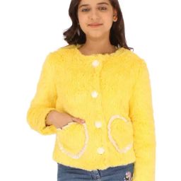 Cutecumber Kids Yellow Solid Full Sleeves Jacket-image-83